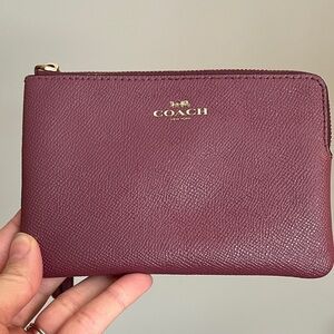 Coach Maroon Leather Wristlet- pretty color!